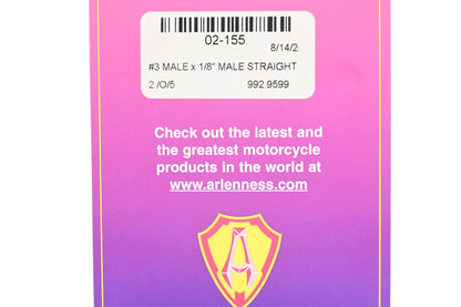 Arlen Ness 02-155, 992-9599 Male #3 x 1/8" Straight Brake Adapter NOS