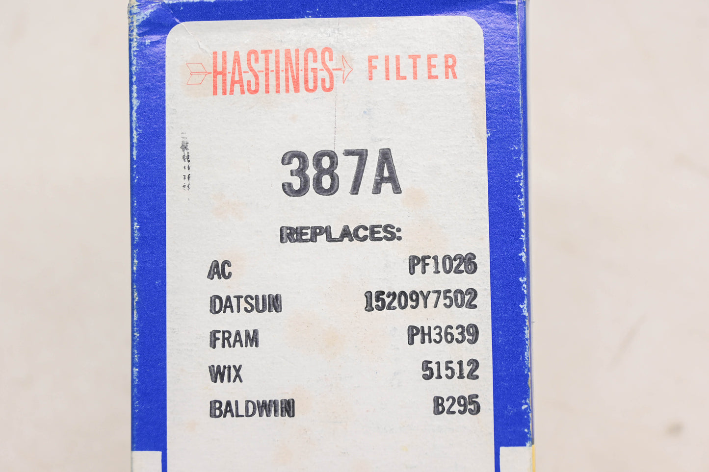 Hastings 387A Oil Filter NOS