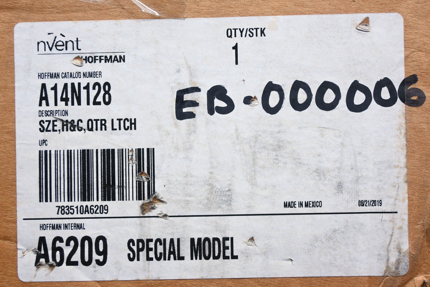 Hoffman A14N128, EB-000006, A6209 Electrical Control Panel 40amp 460v-3phase Box NOS