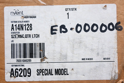 Hoffman A14N128, EB-000006, A6209 Electrical Control Panel 40amp 460v-3phase Box NOS