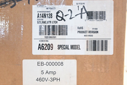 Hoffman A14N128, EB-000008, A6209 Electrical Control Panel 5amp 460v-3phase Box NOS