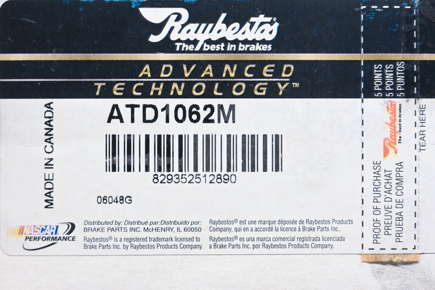 Raybestos ATD1062M, 106.1062 Disc Brake Pad Kit NOS