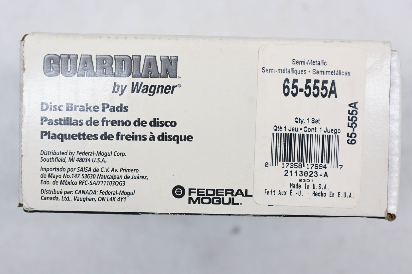 Wagner 65-555A, SGD555AM Guardian Disc Brake Shoe Kit NOS