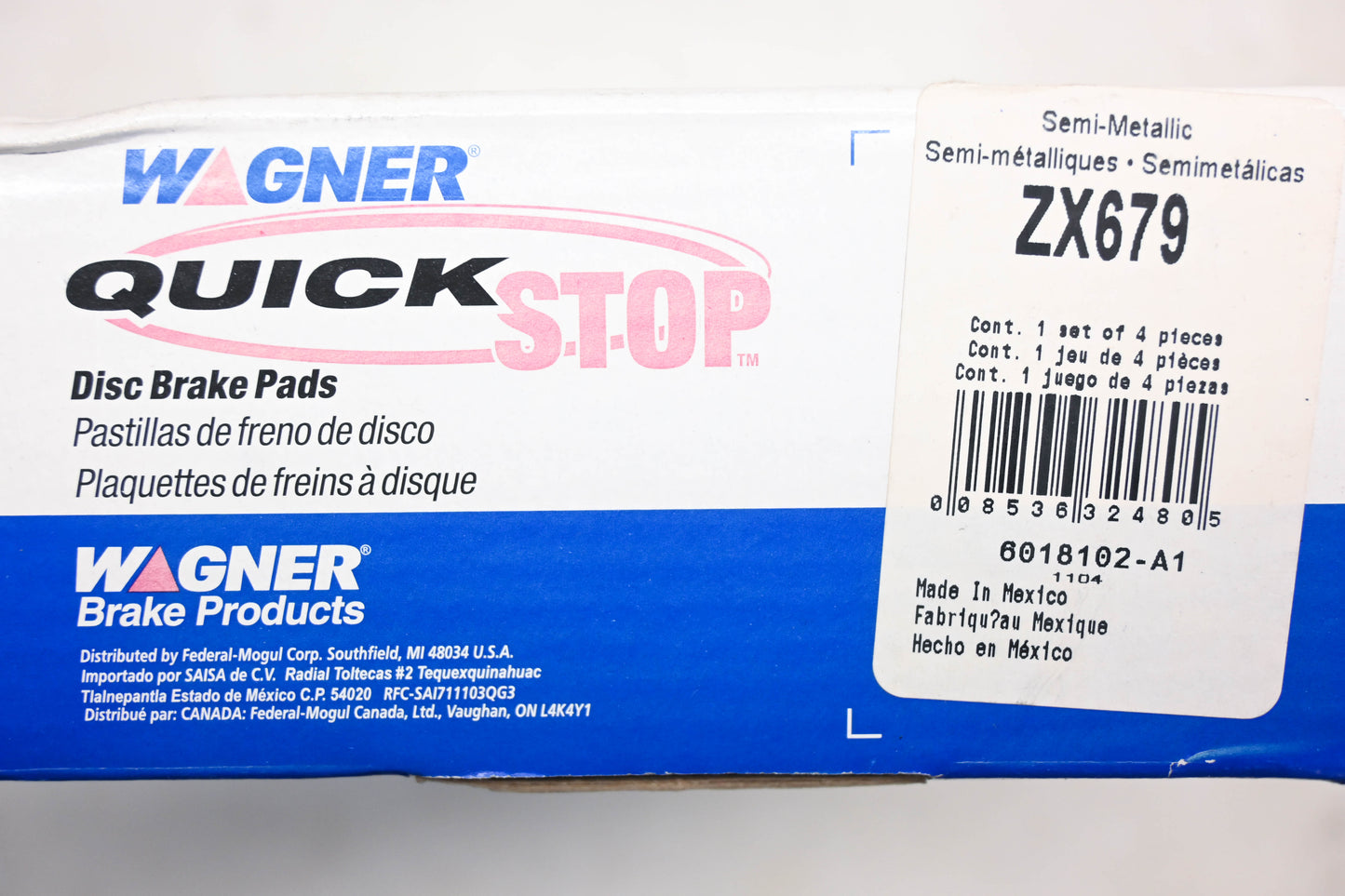 Wagner ZX679 Disc Brake Pad Kit NOS