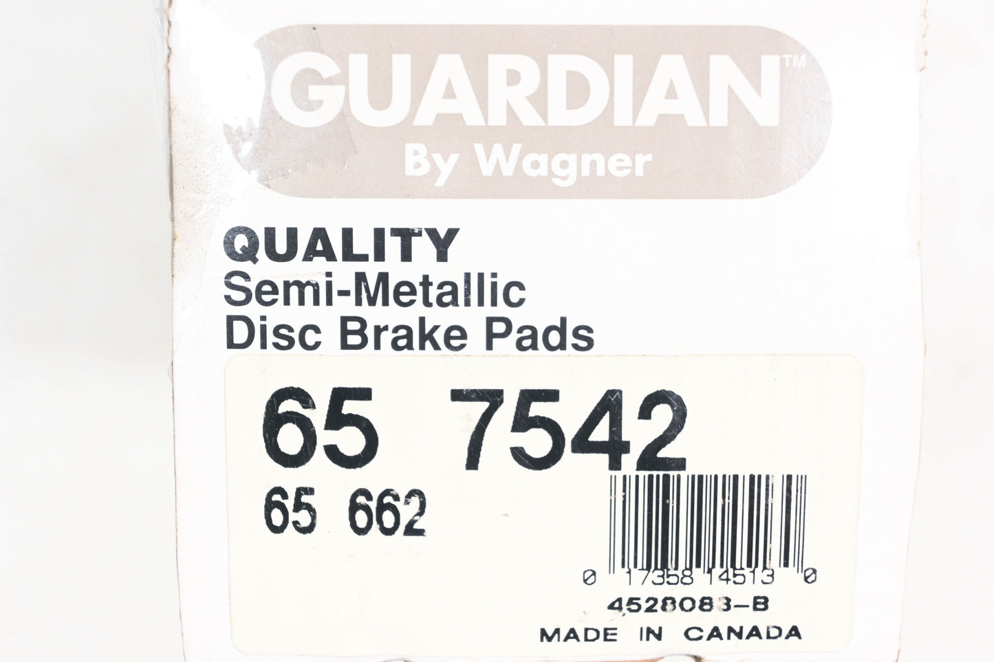 Wagner 65-7542, 65-662 Guardian Disc Brake Pad Kit NOS
