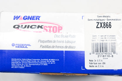 Wagner ZX866 Disc Brake Pad Kit NOS
