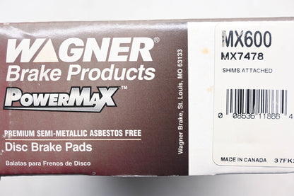Wagner MX600, MX7478 PowerMax Disc Brake Pad Kit NOS