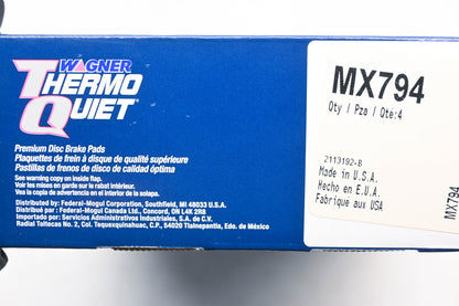 Wagner MX794 Thermo Quiet Disc Brake Pad Kit NOS