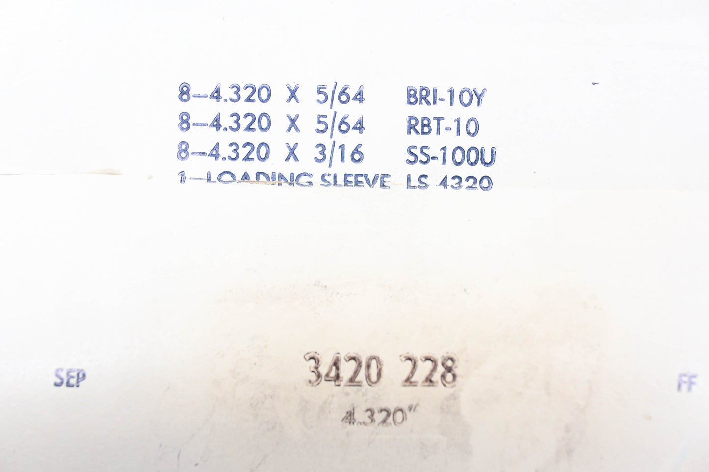 Mopar 3420228, 3420-228, J-1079A Piston Ring 4.320" Kit NOS