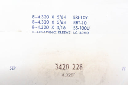 Mopar 3420228, 3420-228, J-1079A Piston Ring 4.320" Kit NOS