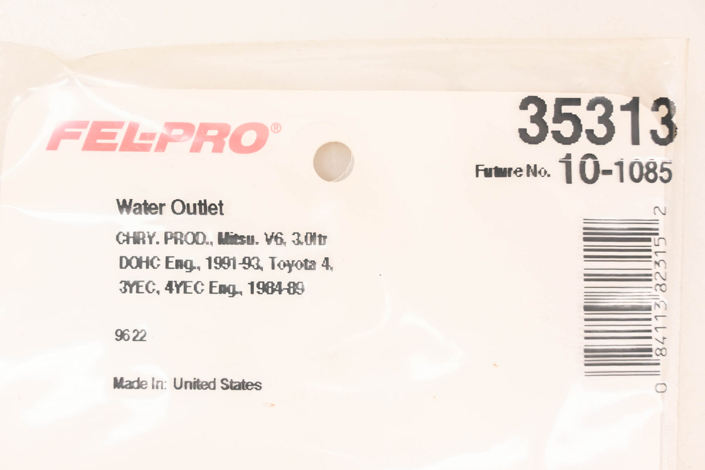 Fel-Pro 35313, 10-1085 Water Outlet Gasket NOS