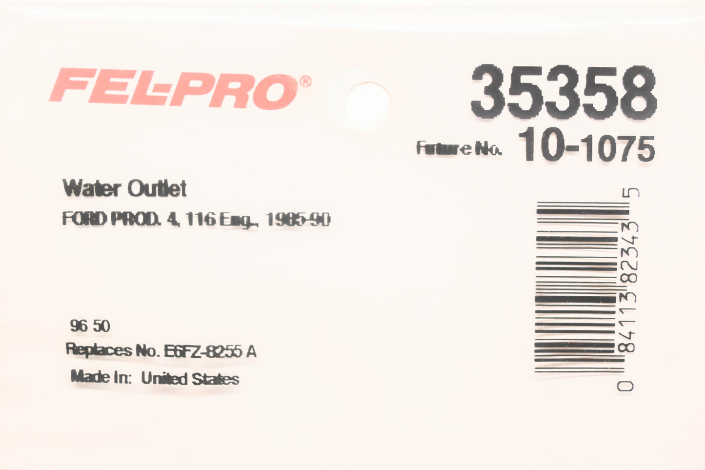 Fel-Pro 35358, 10-1075 Water Outlet Gasket NOS