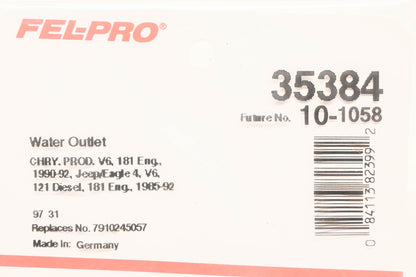 Fel-Pro 35384, 10-1058 Water Outlet Gasket NOS