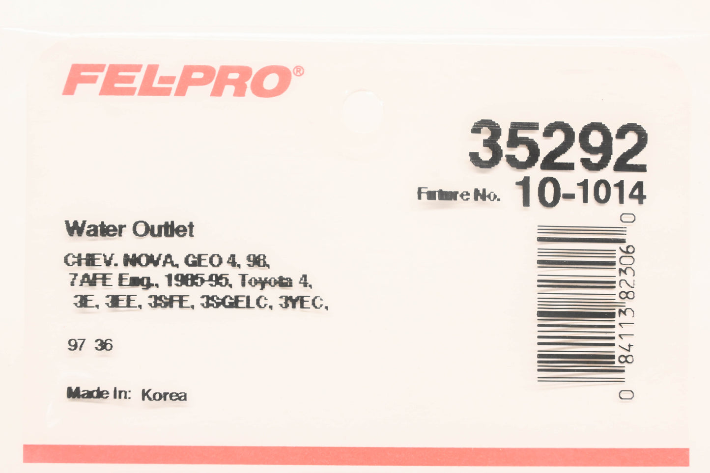 Fel-Pro 35292, 10-1014 Water Outlet Gasket NOS