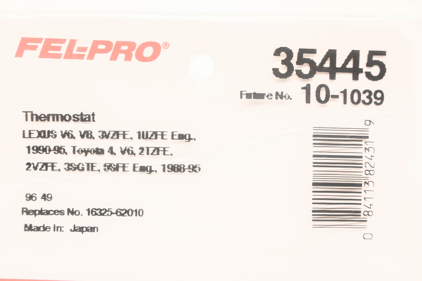 Fel-Pro 35445, 10-1039, 16325-62010 Thermostat Gasket NOS