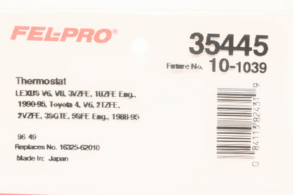 Fel-Pro 35445, 10-1039, 16325-62010 Thermostat Gasket NOS