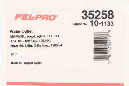 Fel-Pro 35258, 10-1133 Water Outlet Gaskets Qty 2 NOS
