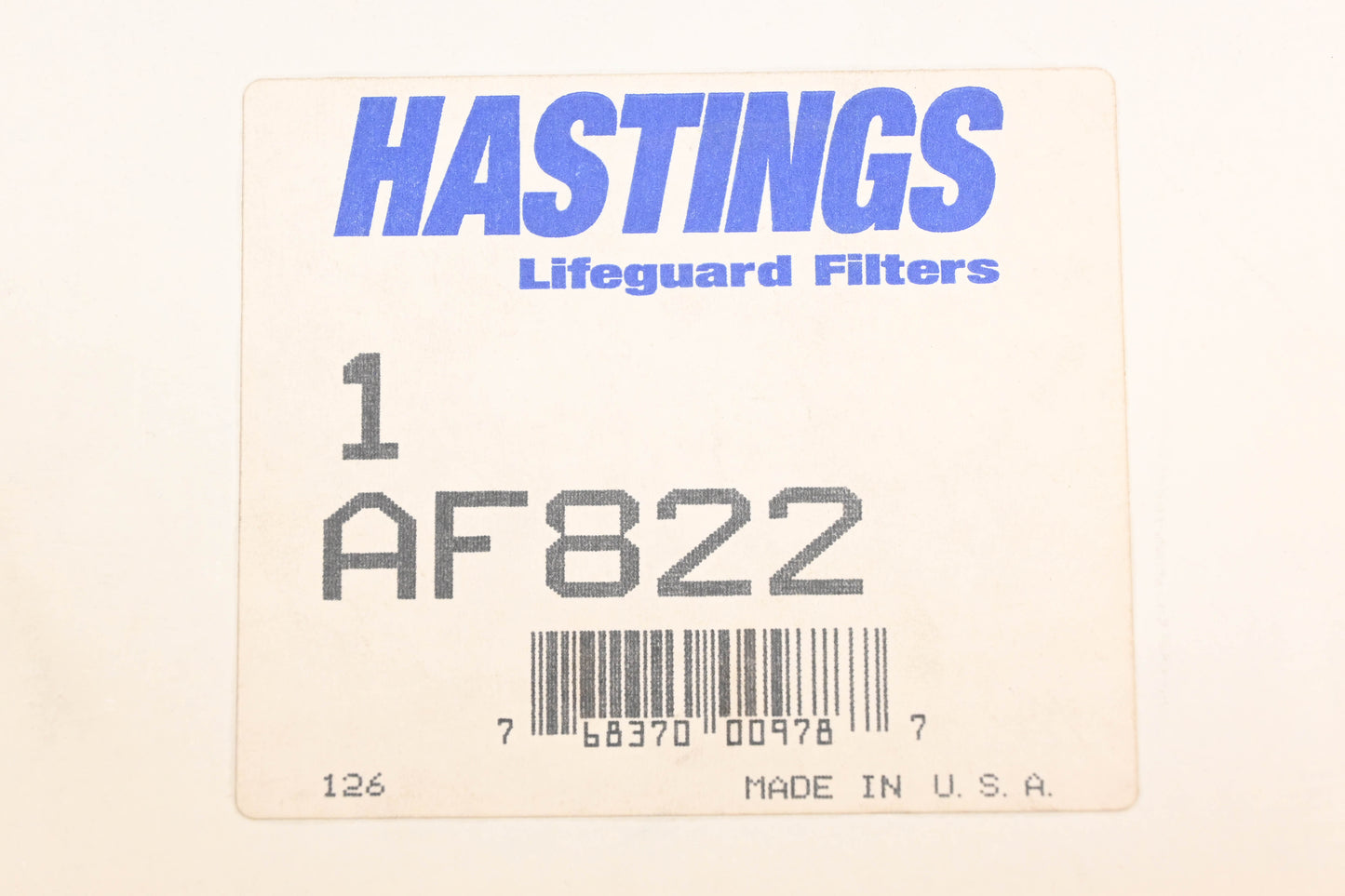 Hastings AF822, AF-822 Air Filter NOS