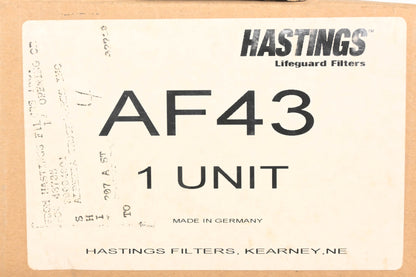 Hastings AF43, AF-43 Air Filter NOS