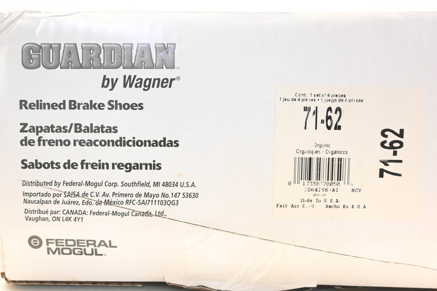 Wagner 71-62 Relined Brake Shoe Kit NOS