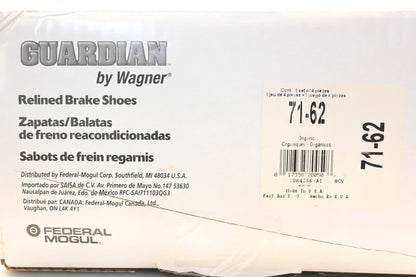 Wagner 71-62 Relined Brake Shoe Kit NOS
