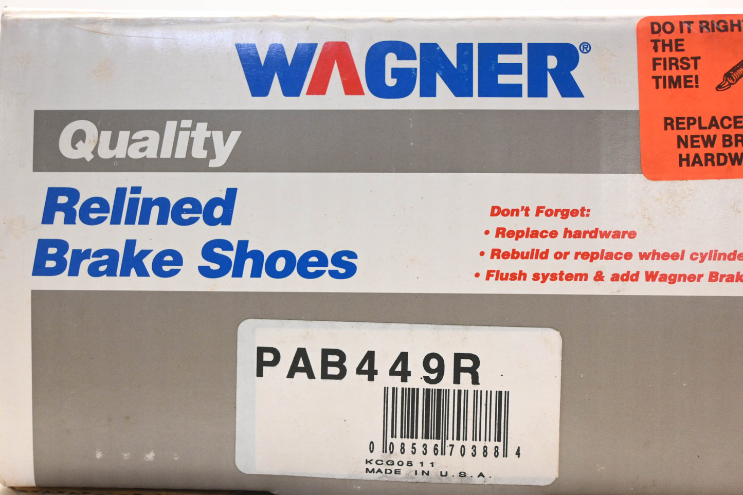 Wagner PAB449R Relined Brake Shoe Kit NOS