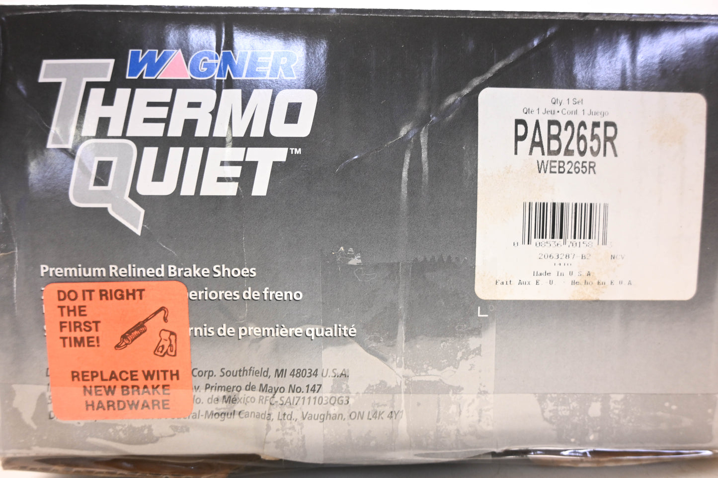 Wagner PAB265R, WEB265R Thermo Quiet Brake Shoe Kit NOS