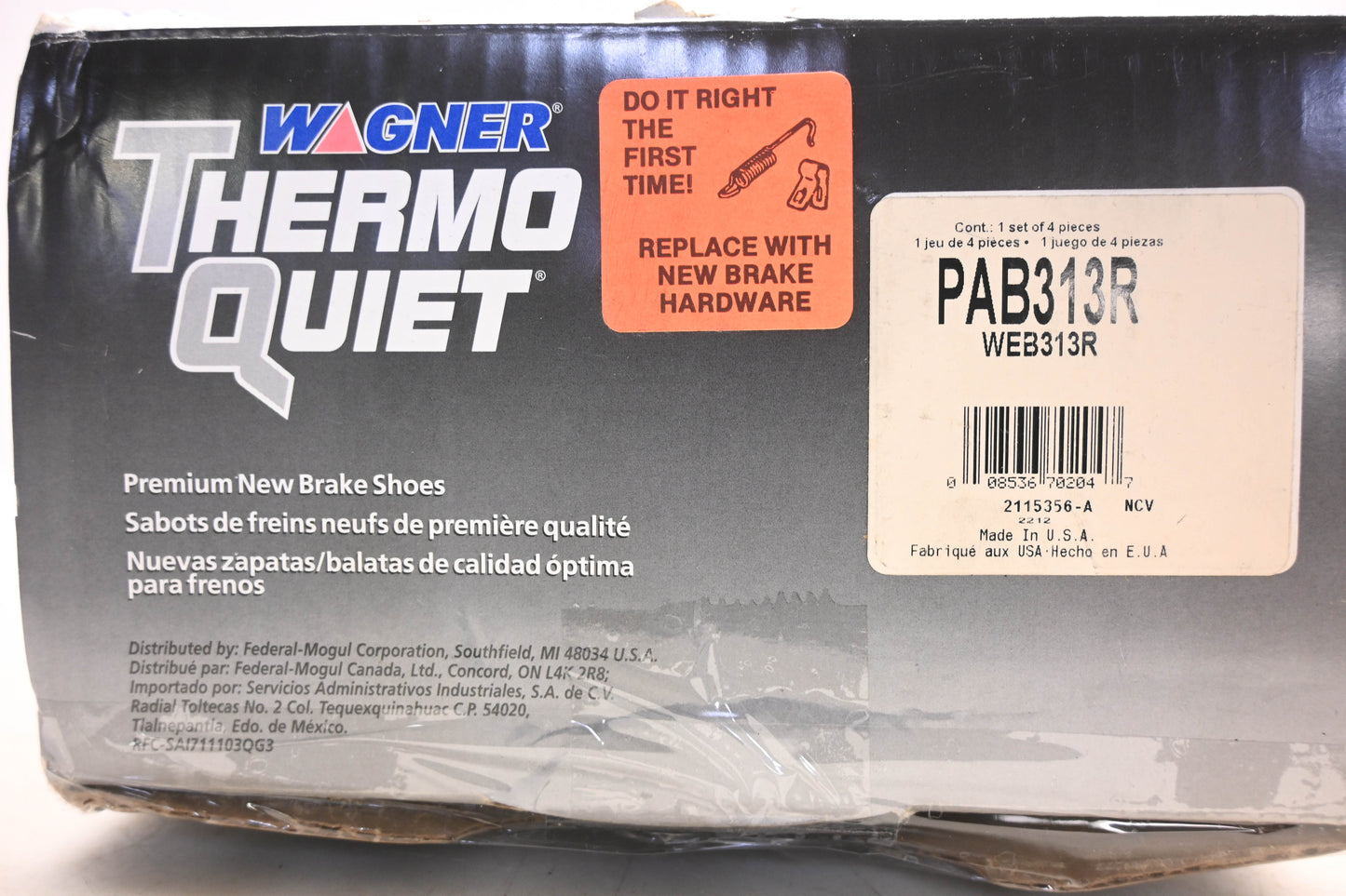 Wagner PAB313R, WEB313R Thermo Quiet Brake Shoe Kit NOS