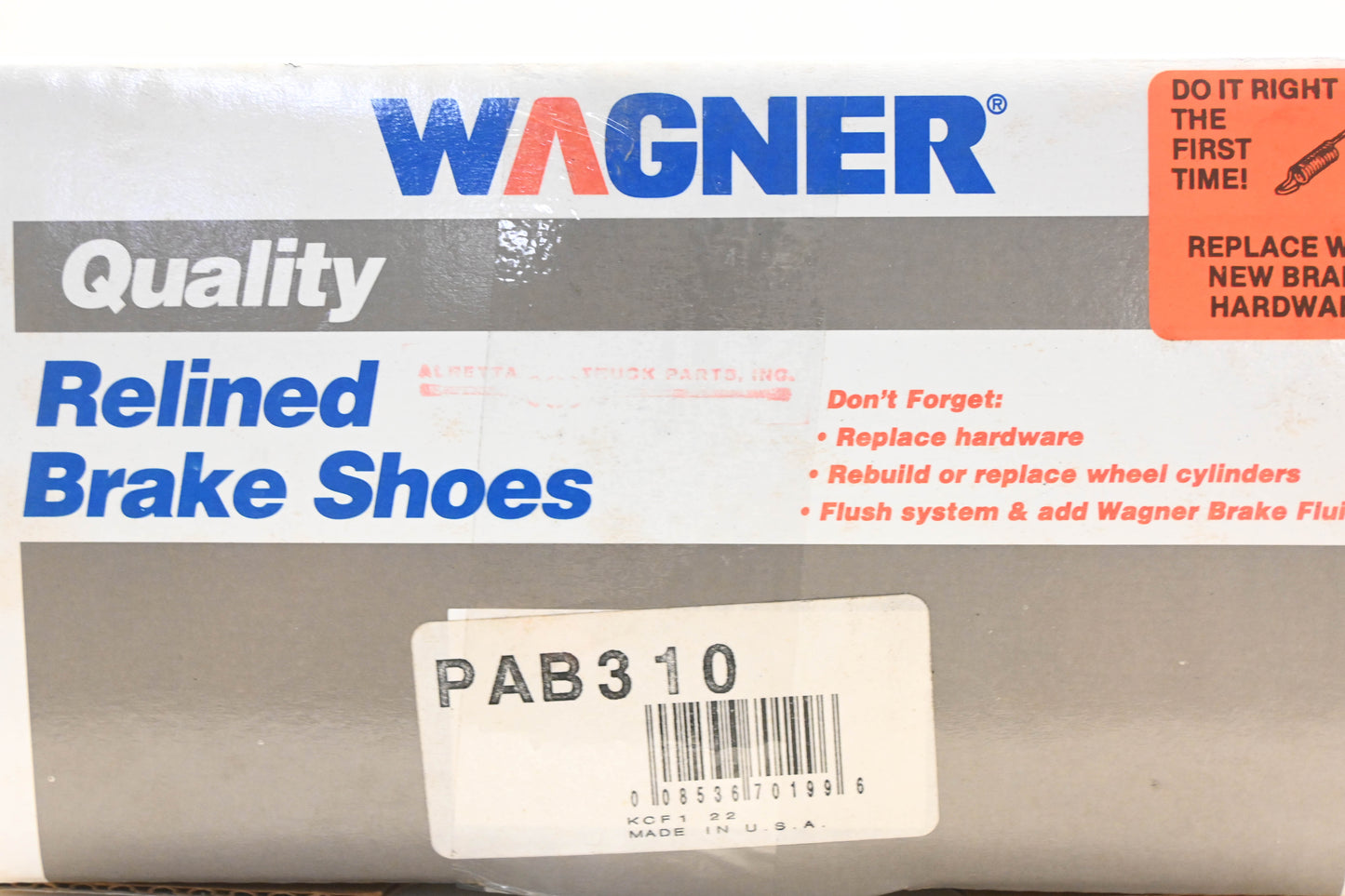 Wagner PAB310 Relined Brake Shoe Kit NOS