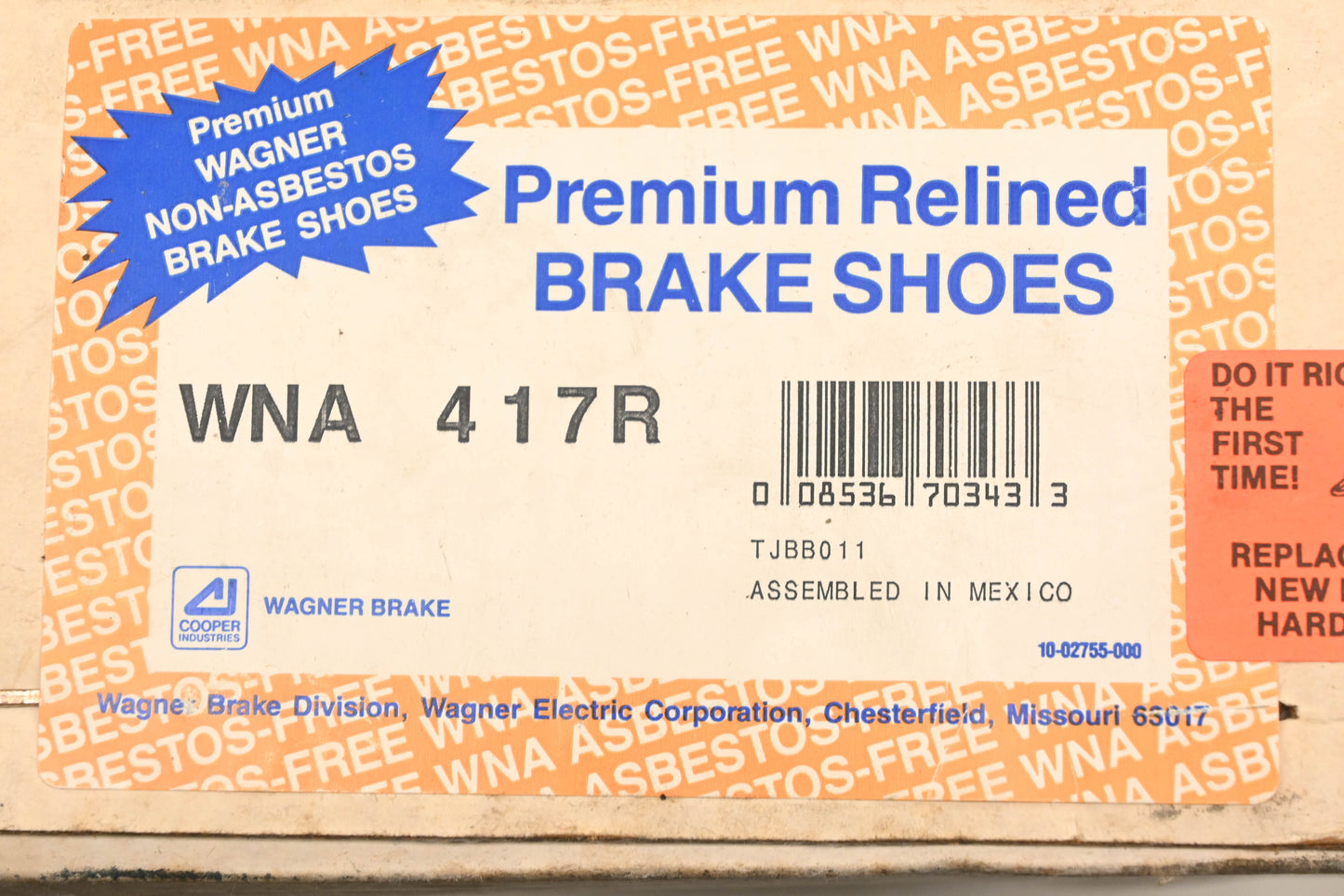 Wagner WNA417R Relined Brake Shoe Kit NOS