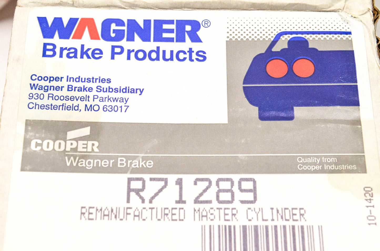 Wagner R71289 Remanufactured Brake Master Cylinder NOS