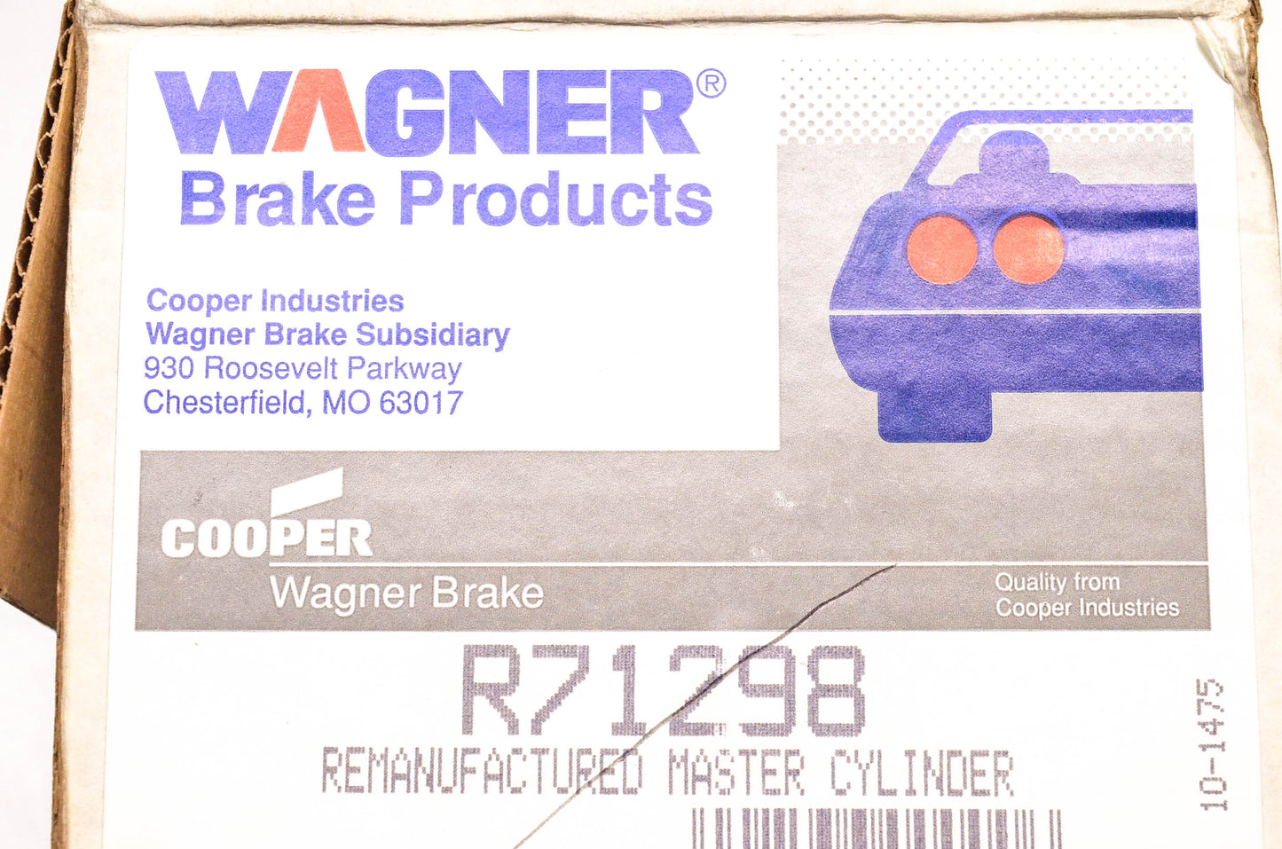 Wagner R71298 Remanufactured Bendix Brake Master Cylinder NOS