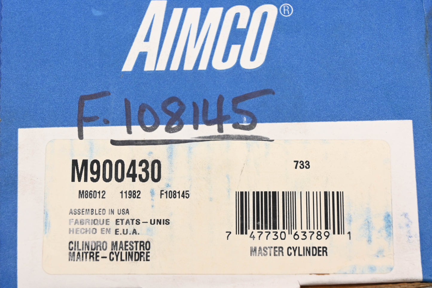 Aimco M900430, F108145, 29979-C Brake Master Cylinder Assembly NOS
