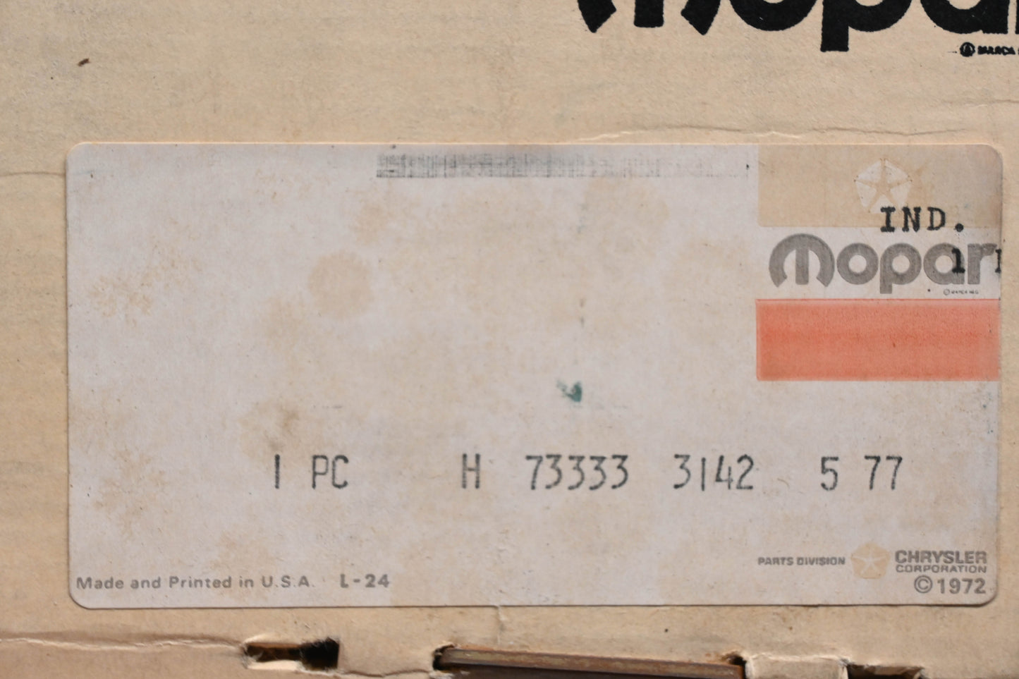 Mopar H73333, H-73333 Brake Master Cylinder Assembly NOS