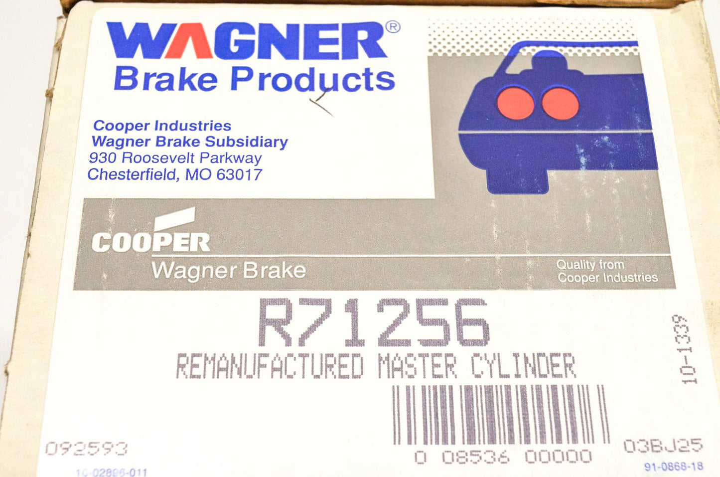 Wagner R71256 Remanufactured Brake Master Cylinder NOS