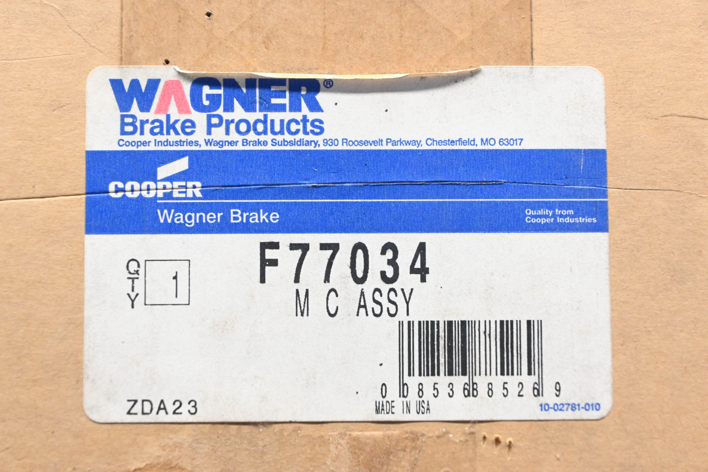 Wagner F77034, F-77034, FF67572 Brake Master Cylinder Assembly NOS