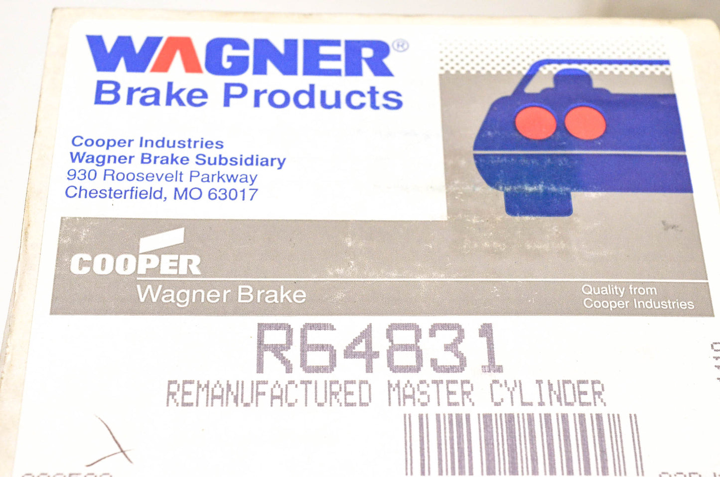 Wagner R64831 Remanufactured Brake Master Cylinder NOS