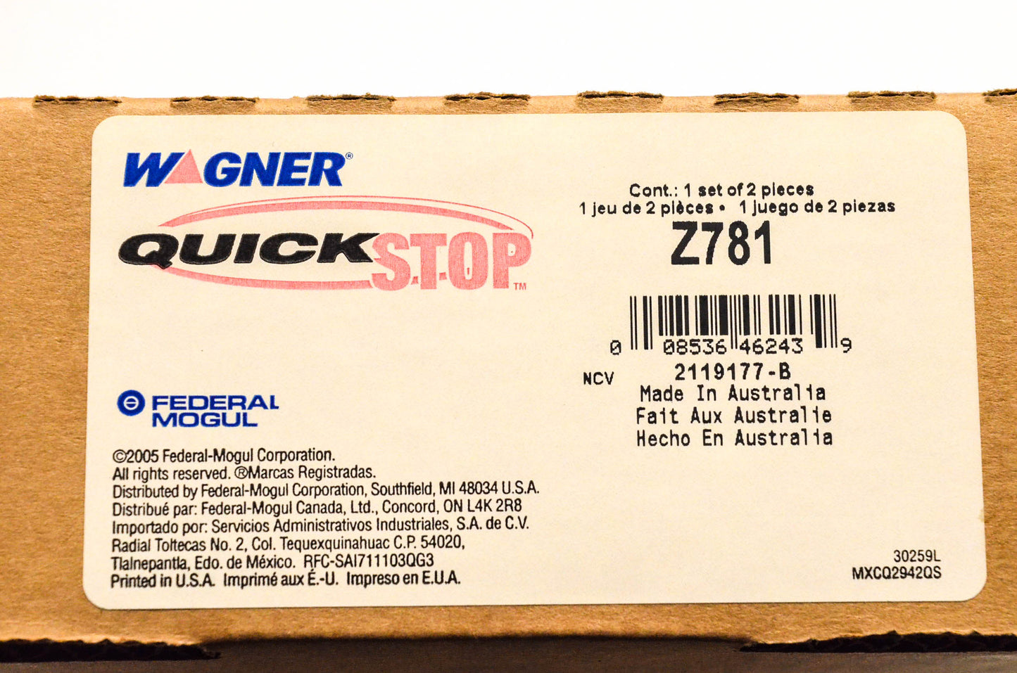 Wagner Z781 Brake Shoe Kit NOS