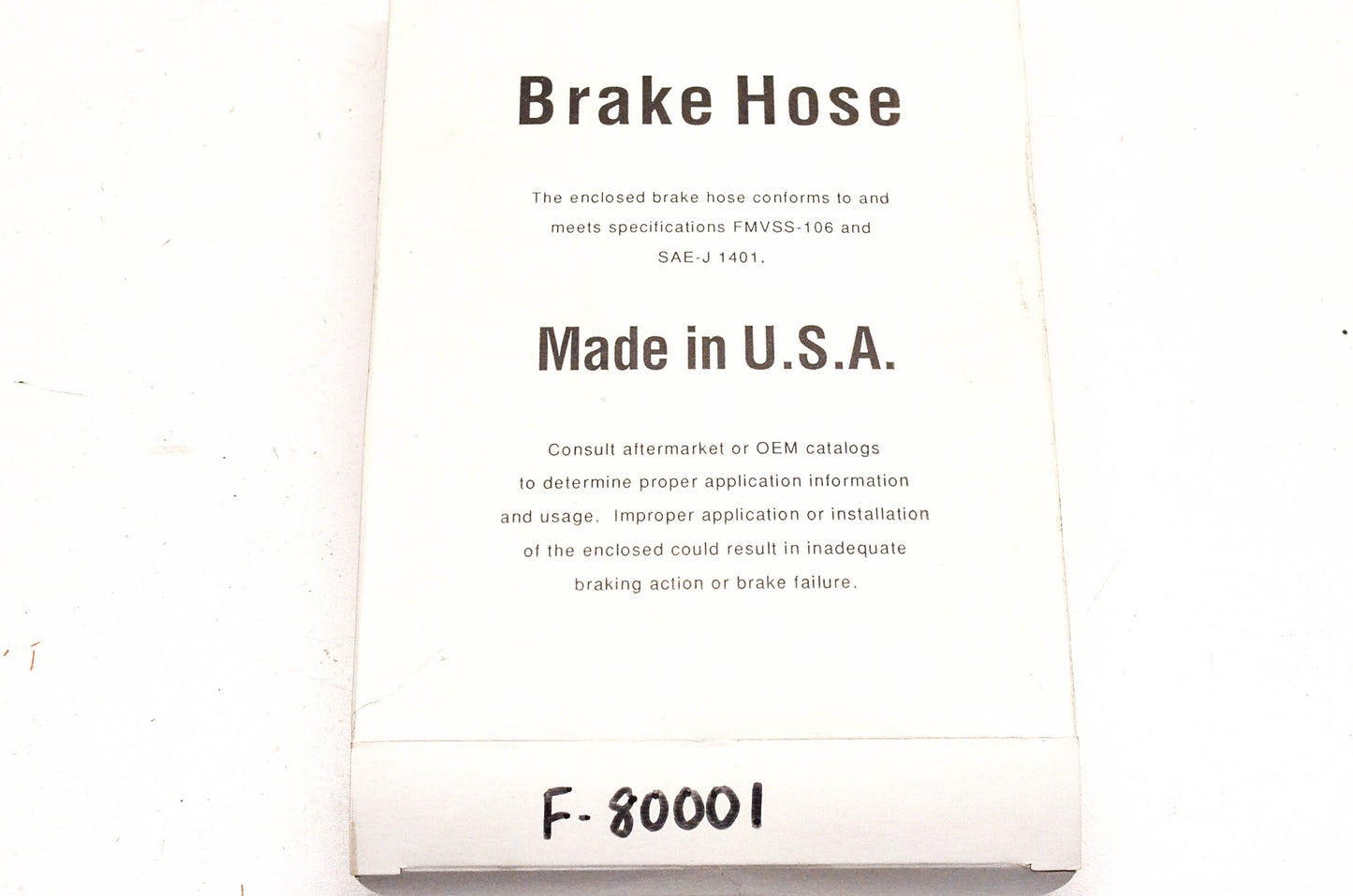 Aftermarket F80001 Brake Hydraulic Hose Rear Center NOS
