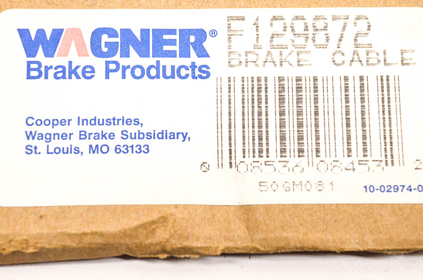 Wagner F129872 Parking Brake Cable NOS