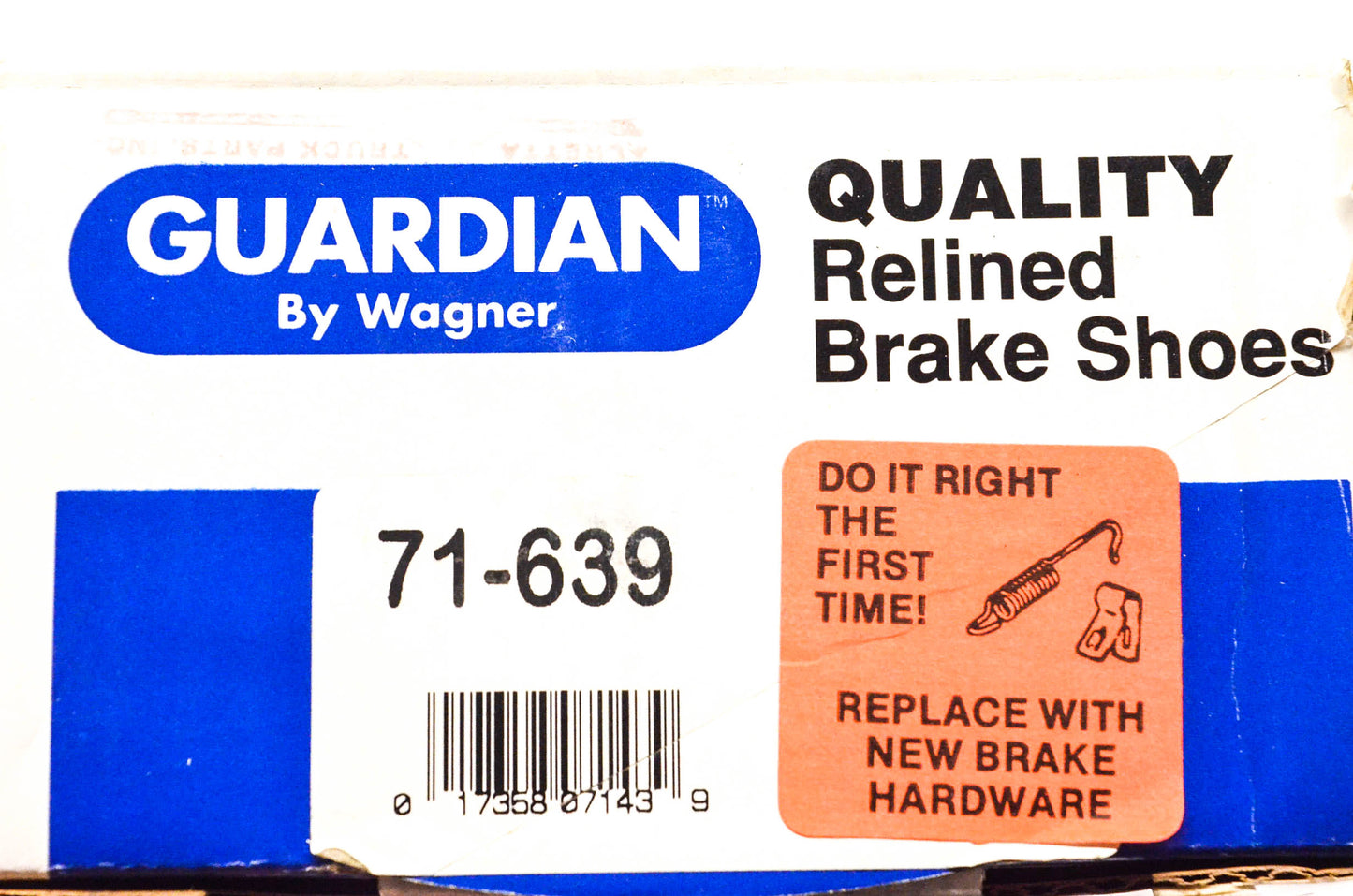 Wagner 71-639 Guardian Relined Brake Shoe Kit NOS
