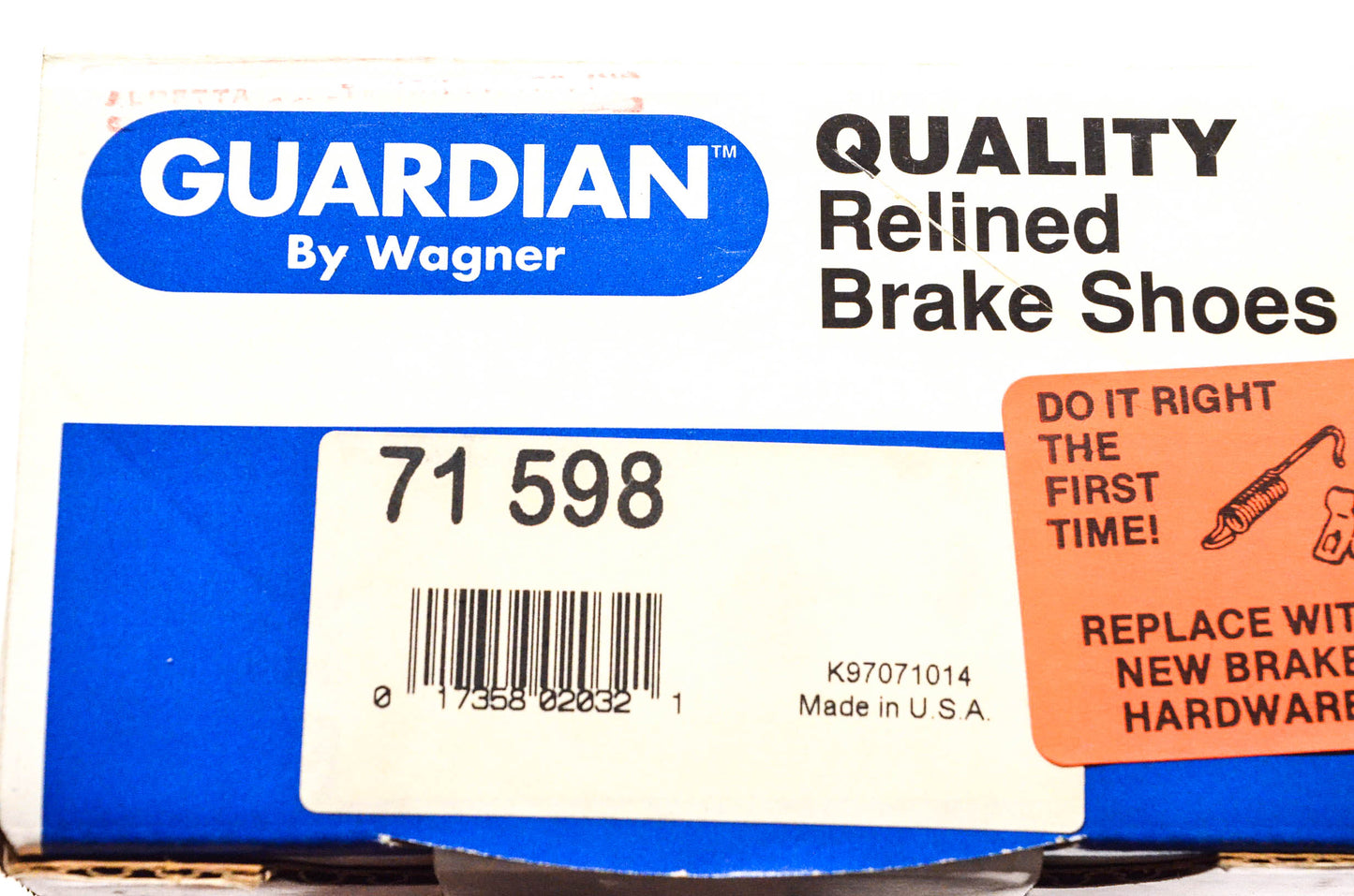 Wagner 71-598 Guardian Relined Brake Shoe Kit NOS