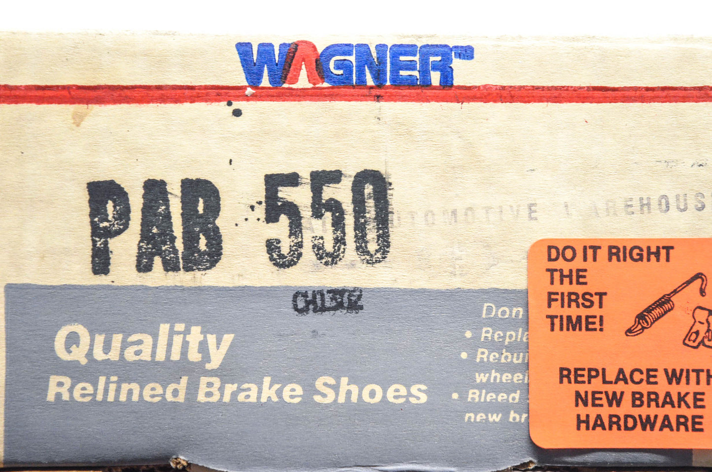 Wagner PAB550 Relined Brake Shoe Kit NOS