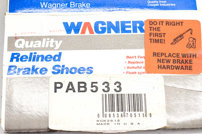 Wagner PAB533 Relined Brake Shoe Kit NOS