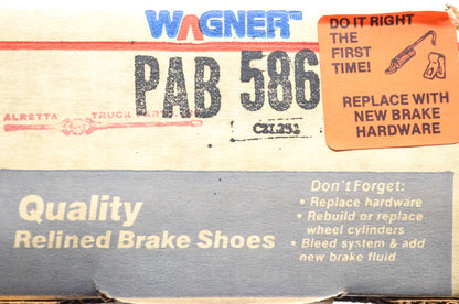 Wagner PAB586 Relined Brake Shoe Kit NOS
