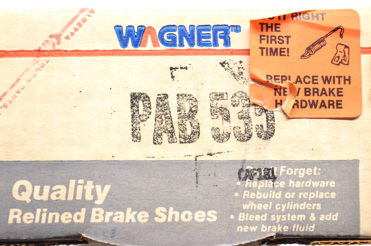 Wagner PAB535 Relined Brake Shoe Kit NOS
