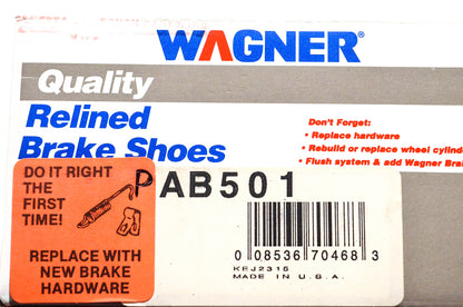 Wagner PAB501 Relined Brake Shoe Kit NOS