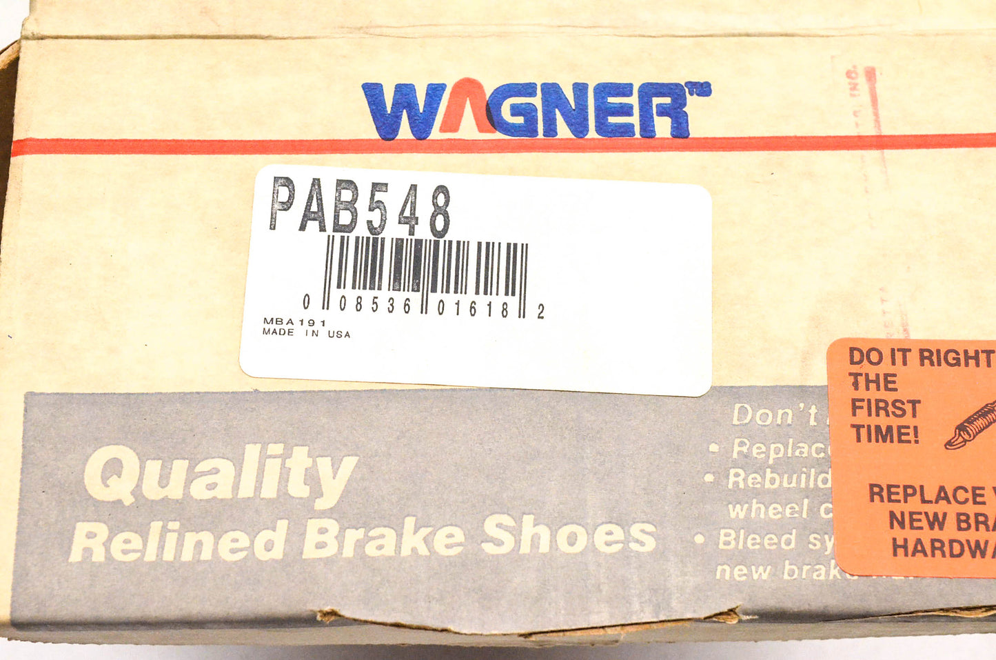 Wagner PAB548 Relined Brake Shoe Kit NOS