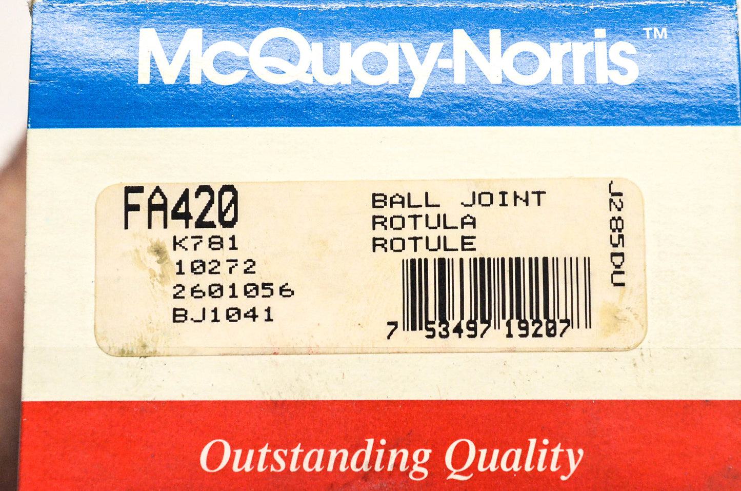 McQuay-Norris FA420, K781, 10272 Ball Joint Kit NOS