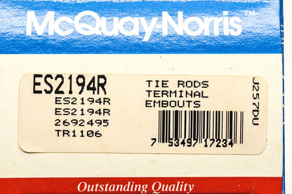 McQuay-Norris ES2194R, 2692495, TR1106 Tie Rod End Kit NOS